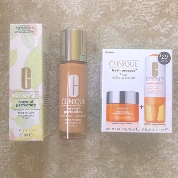 Brand New Clinique Beyond Perfection Foundation + Concealer & 7-Day Recharge Set - Picture 1 of 11